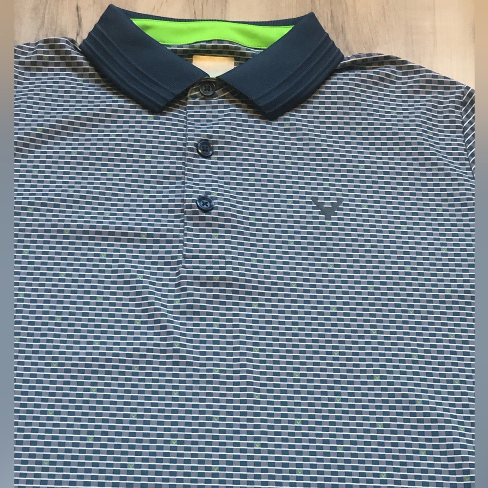 Callaway Blue and Gray Patterned Polo Shirt - Opti-Dri - Picture 5 of 9